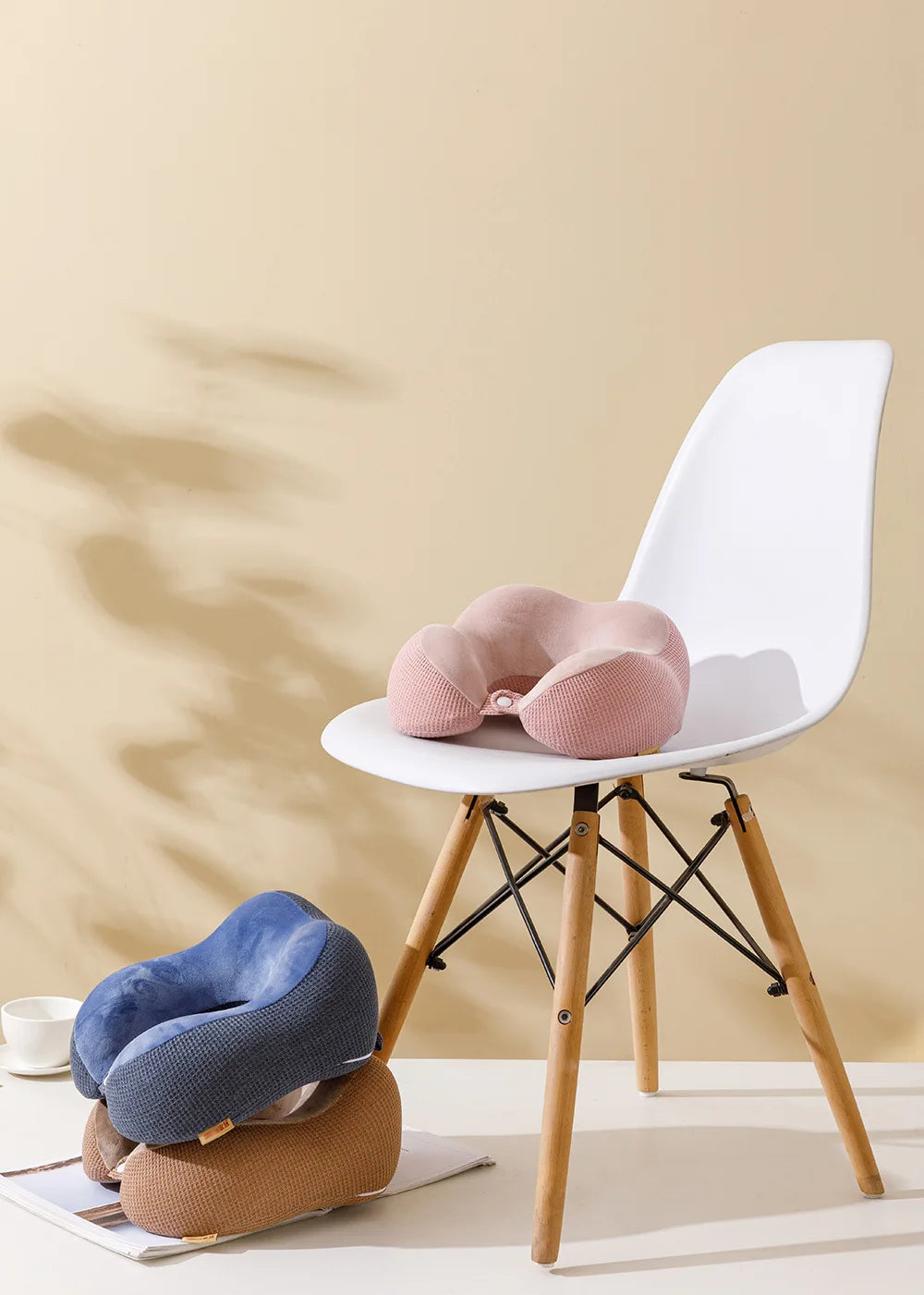 Travesseiro em forma de u, espuma de memória, recuperação lenta, pausa para almoço, travesseiro de pescoço, avião, viagem, malha, corcunda, carro, lance travesseiro