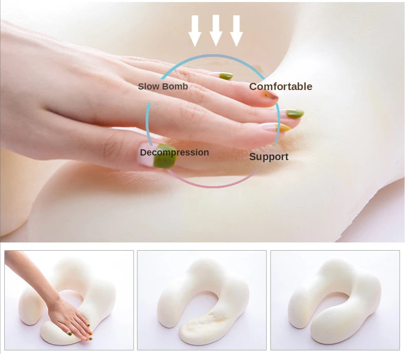 Travesseiro em forma de u, espuma de memória, recuperação lenta, pausa para almoço, travesseiro de pescoço, avião, viagem, malha, corcunda, carro, lance travesseiro