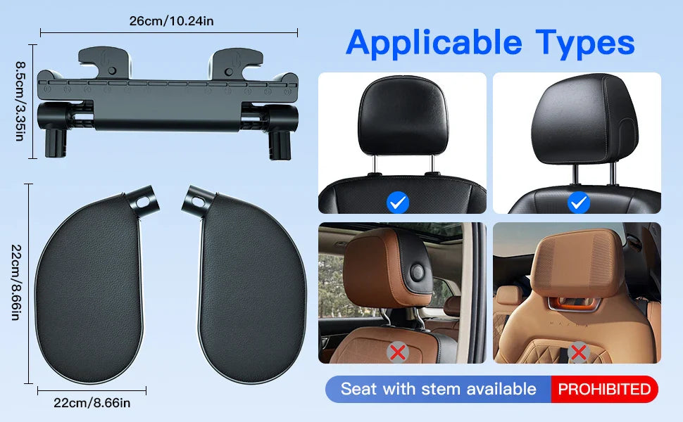 Reposacabezas do carro ROOLAEFOO, travesseiro traseiro do pescoço do assento do passageiro, travesseiro lateral do carro de viagem de longa distância