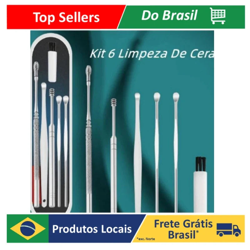 Kit Removedor de Cera de Ouvido com 6 Peças - Higiene e Segurança para sua Audição