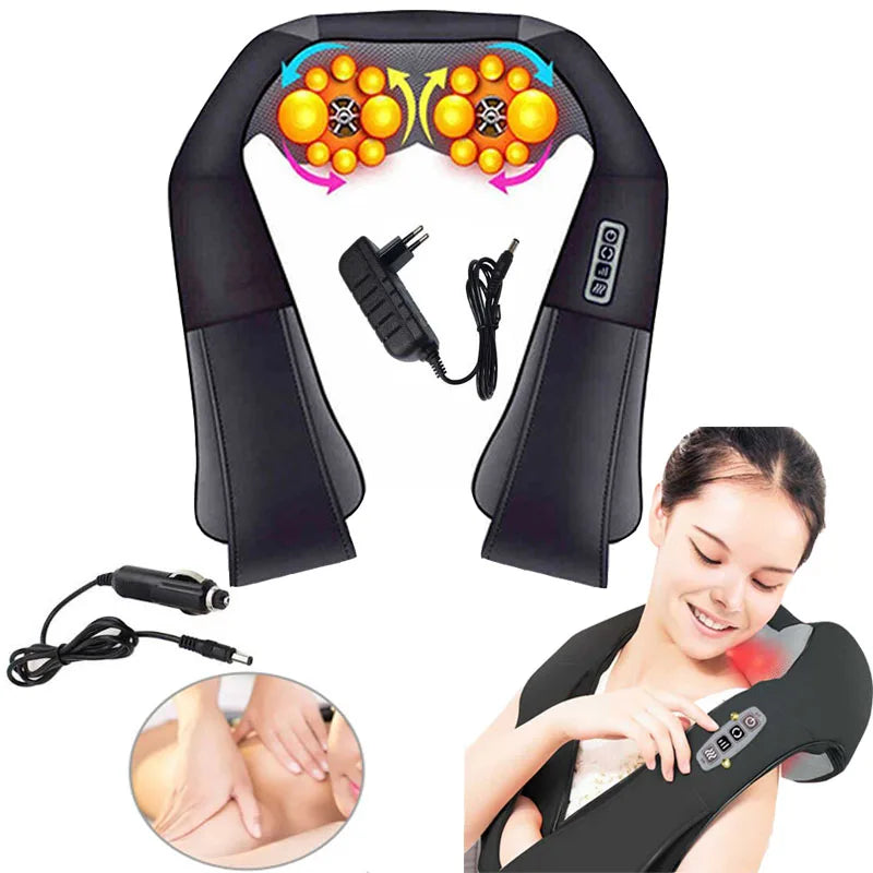 Massageador Shiatsu U-Shape com Infravermelho – Alívio de Dores e Relaxamento Completo