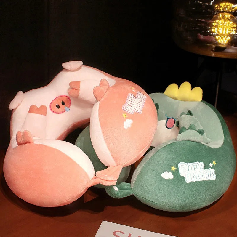 Travesseiro de pescoço de viagem dos desenhos animados almofada de pescoço de viagem indeformável em forma de u travesseiro de viagem portátil aviões travesseiro para crianças presente