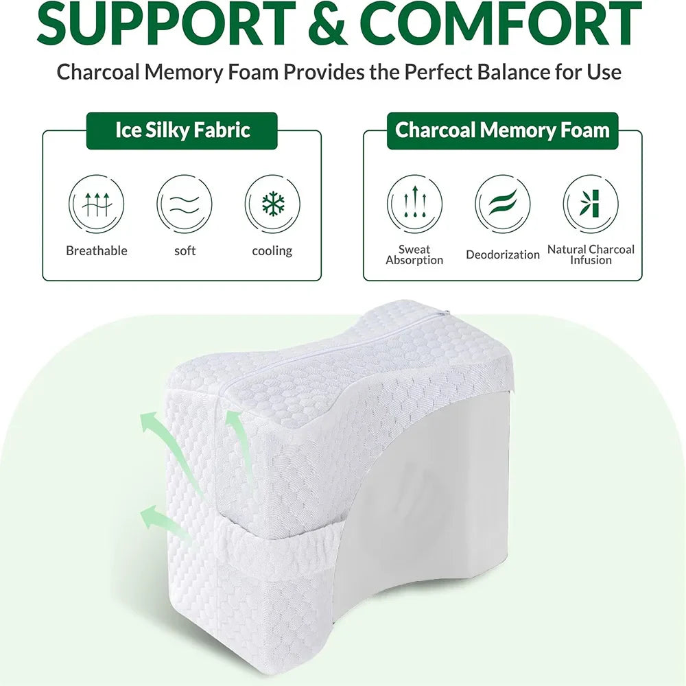 Almofada de joelho para travessas laterais com alças, travesseiro de espuma de memória macia para pernas e joelhos para dor nos quadril, dor nas costas, travesseiro de apoio para joelho