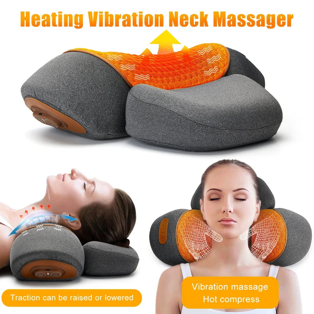 Massageador Cervical Elétrico com Terapia de Calor – Alívio Imediato para Pescoço e Coluna